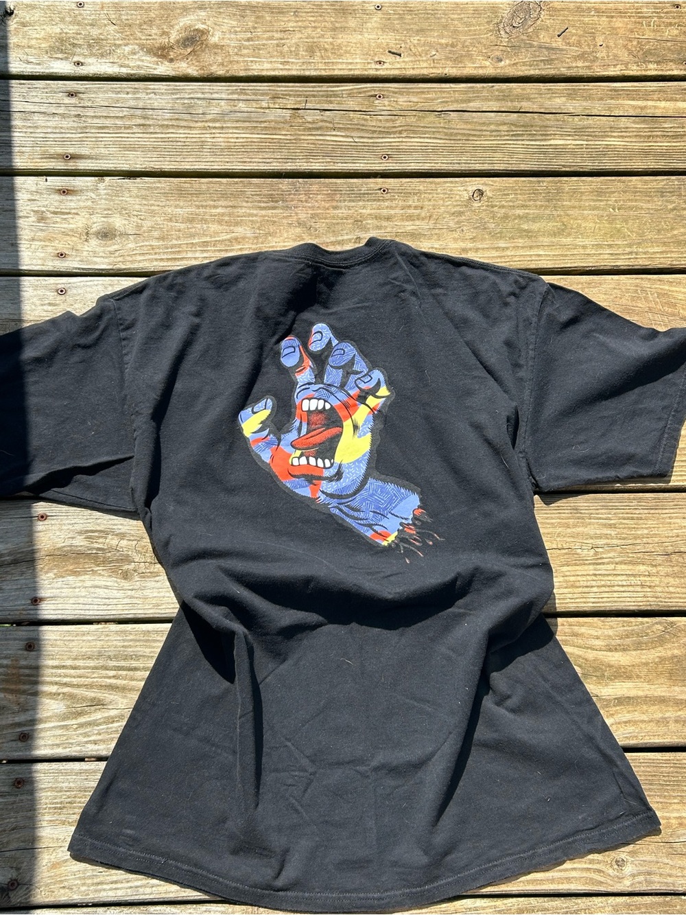 Santa Cruz Skateboards Black Tee with Multicolor Screaming Hand